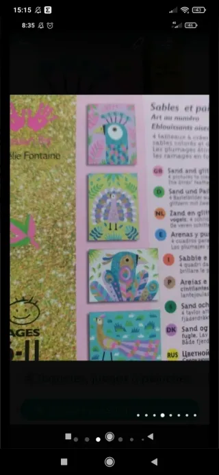 Djeco Cuadros de Pájaros con Arena Glitter Manuali