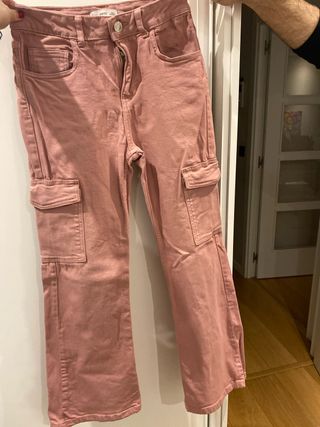 Pantalón cargo campana rosa Mango 12 años(152cm)