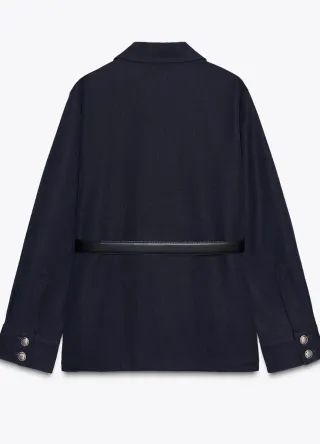 Chaqueta Zara Azul Marino con Cinturón