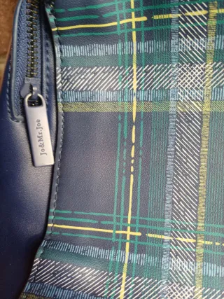 Bolso Mochila Cuadros Azul y Verde