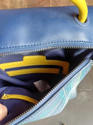 Bolso Mochila Cuadros Azul y Verde