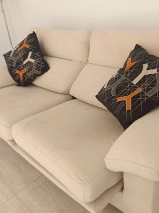 Sofá reclinable tela desenfundable beige