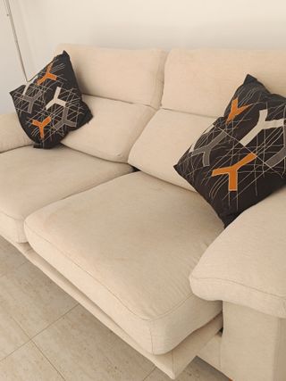 Sofá reclinable tela desenfundable beige