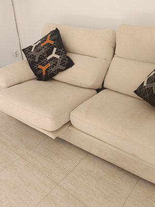 Sofá reclinable tela desenfundable beige