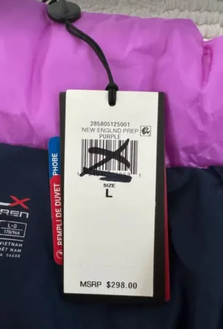 Chaqueta acolchada ligera morada. 100 gramos