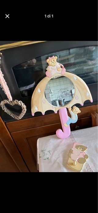 Specchio e appendino cameretta orsetto