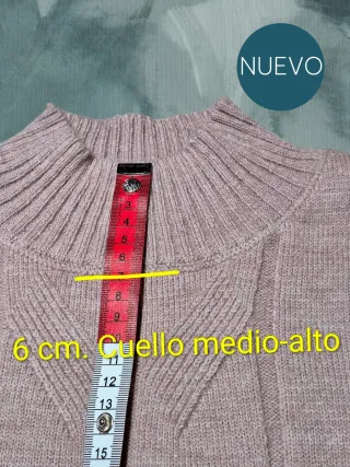 Jersey grueso de punto trenzado color rosa pálido