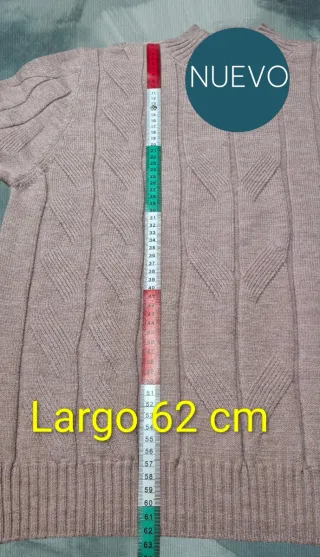 Jersey grueso de punto trenzado color rosa pálido