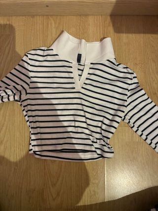 Top rayas manga larga cuello alto
