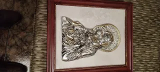 Cuadro relieve metal Virgen María con Niño