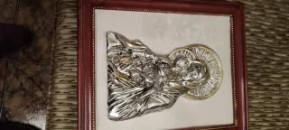 Cuadro relieve metal Virgen María con Niño