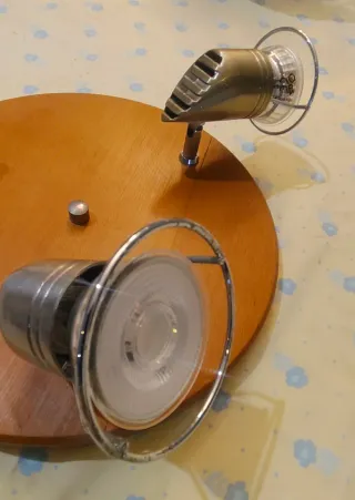 Plafón madera y metal 3 focos