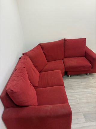 Sofá rinconero rojo 4 plazas