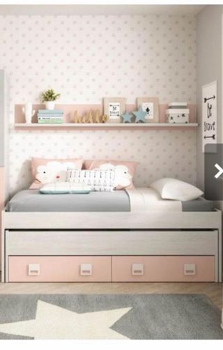Cama infantil con cajones rosa