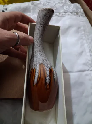 Vaso ceramica marrone e bianco