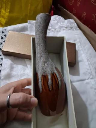 Vaso ceramica marrone e bianco