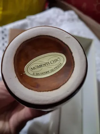 Vaso ceramica marrone e bianco
