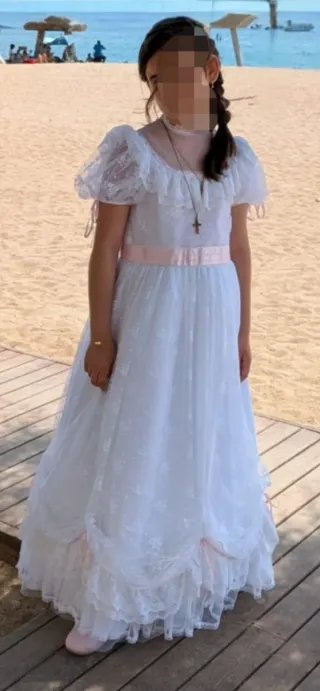 Vestido de comunión blanco y can can Tizzas