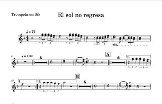 Partitura El sol no regresa - Charanga