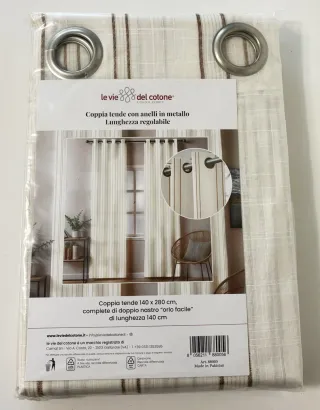 Coppia Tende "Le Vie Del Cotone" Ad Anelli 140x280