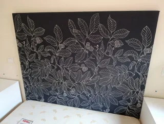 Cabecero de cama tela diseño hojas