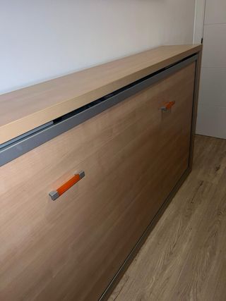 Cama Plegable y estanterías Madera/Metal