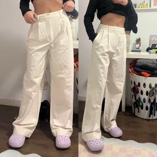 Pantalón ancho crema