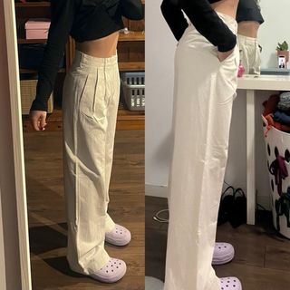 Pantalón ancho crema