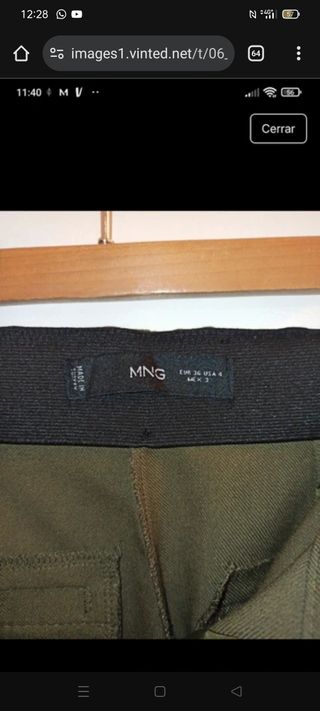 Pantalón Mango verde talla 36