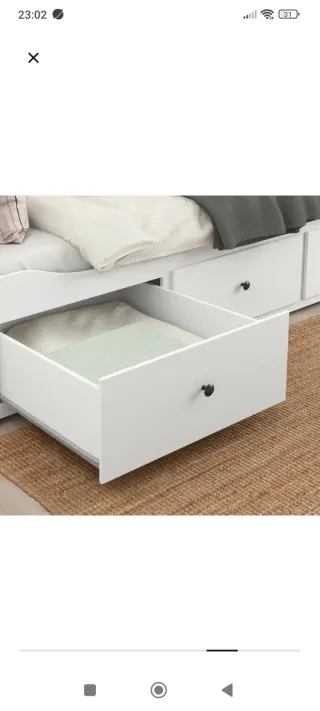 Diván Blanco Ikea Hemnes con Cajones + 2 colchones