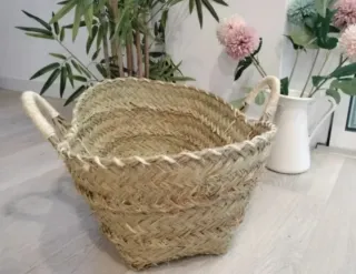 Leñero Esparto Natural Estilo Boho