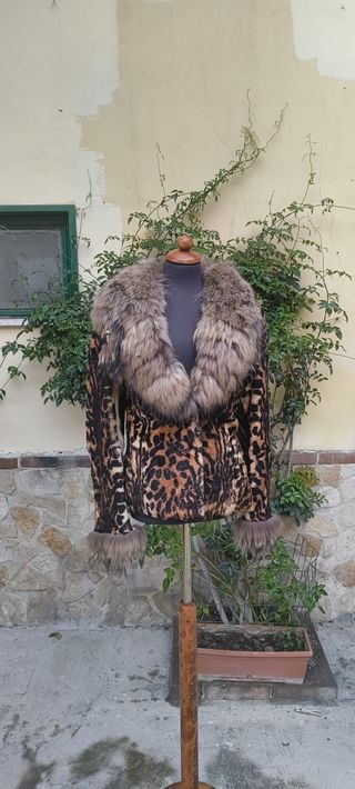 Pellicciotto leopardato collo pelliccia - Tg M