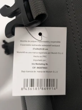 Mochila Munich gris impermeable viaje