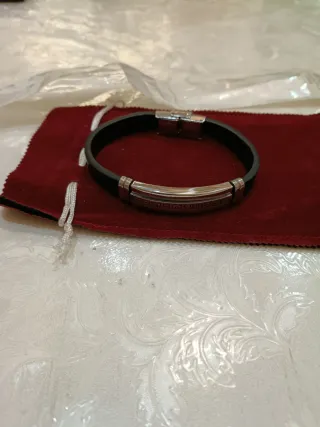 Bracciale Uomo Acciaio e Caucciù Nuovo