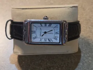 Reloj Coldwater Creek Rectangular Negro Plata