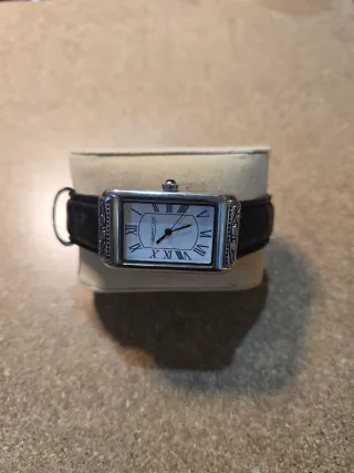 Reloj Coldwater Creek Rectangular Negro Plata