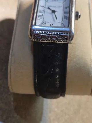 Reloj Coldwater Creek Rectangular Negro Plata