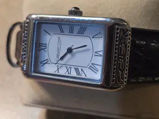 Reloj Coldwater Creek Rectangular Negro Plata