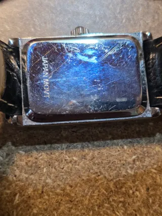 Reloj Coldwater Creek Rectangular Negro Plata