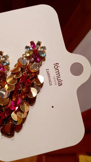 Pendientes largos flor multicolor