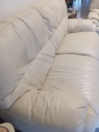 Divano 3 posti e 2 posti in pelle beige