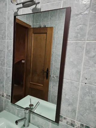 Espejo de pared madera y cristal