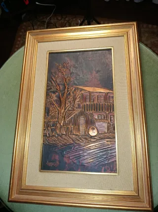 Cuadro antiguo relieve firmado