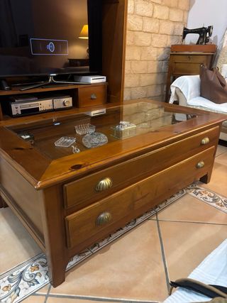 Mesa de centro madera y cristal