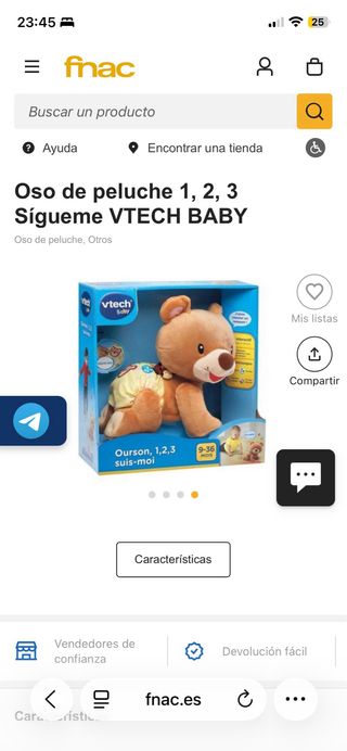 Oso VTech Baby 1-2-3 Peluche Interactivo