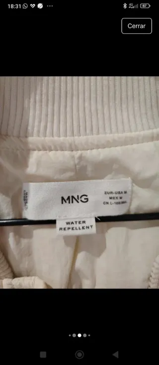 Abrigo acolchado blanco Mango