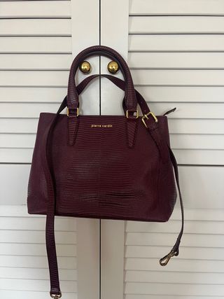 Bolso Pierre Cardin Granate de piel