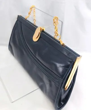 Pochette vintage anni '80 blu e oro