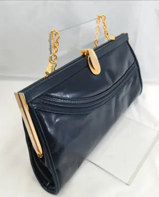 Pochette vintage anni '80 blu e oro