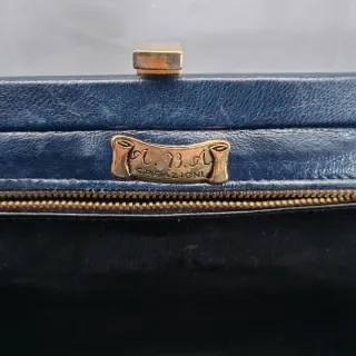 Pochette vintage anni '80 blu e oro